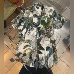 Guess Green and White Tropical Men's Shirt